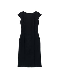Robe à col bateau en laine - Black