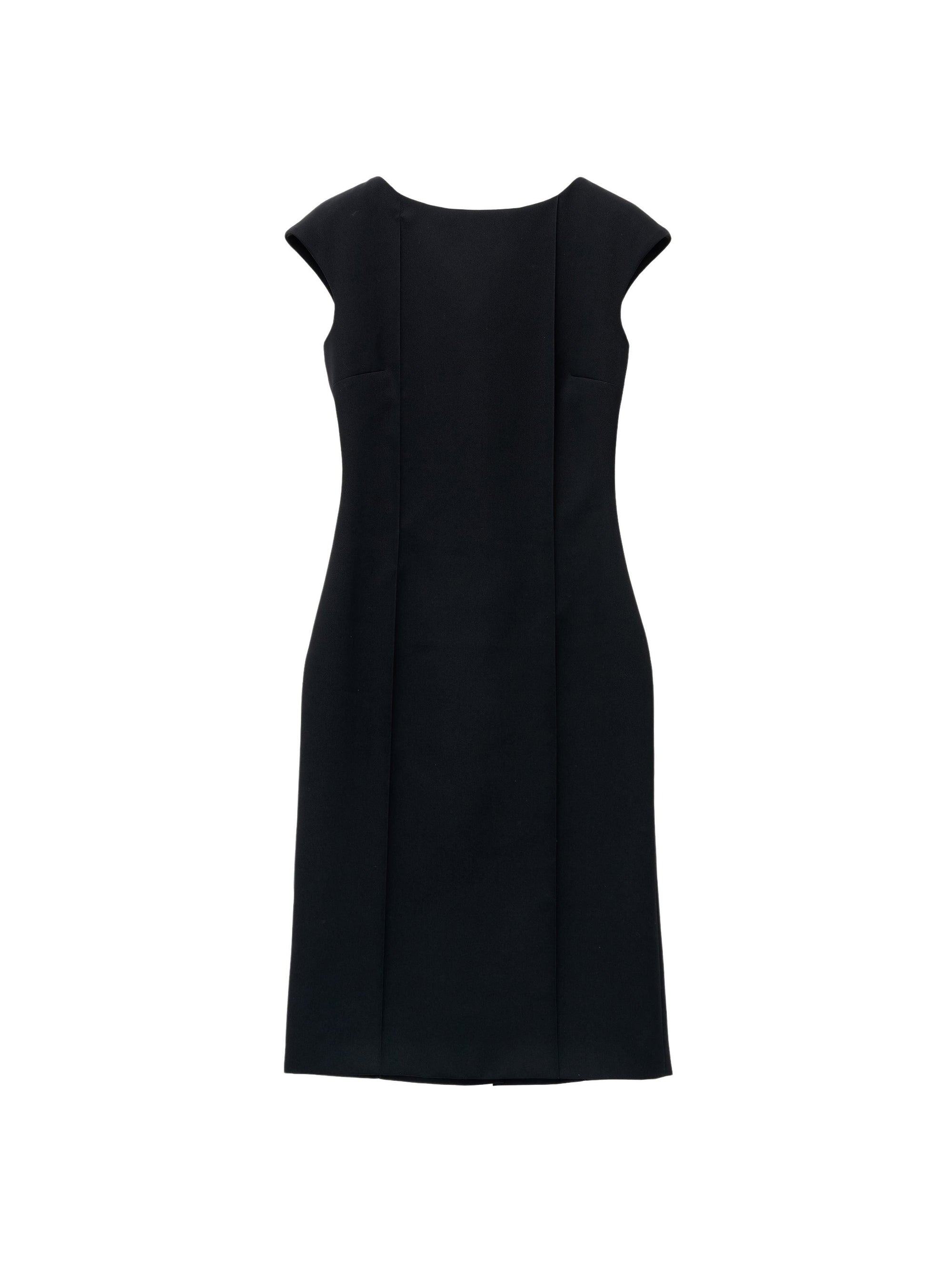 Robe à col bateau en laine - Black