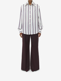 Chemise à imprimé en soie - Ivory Navy Burgundy