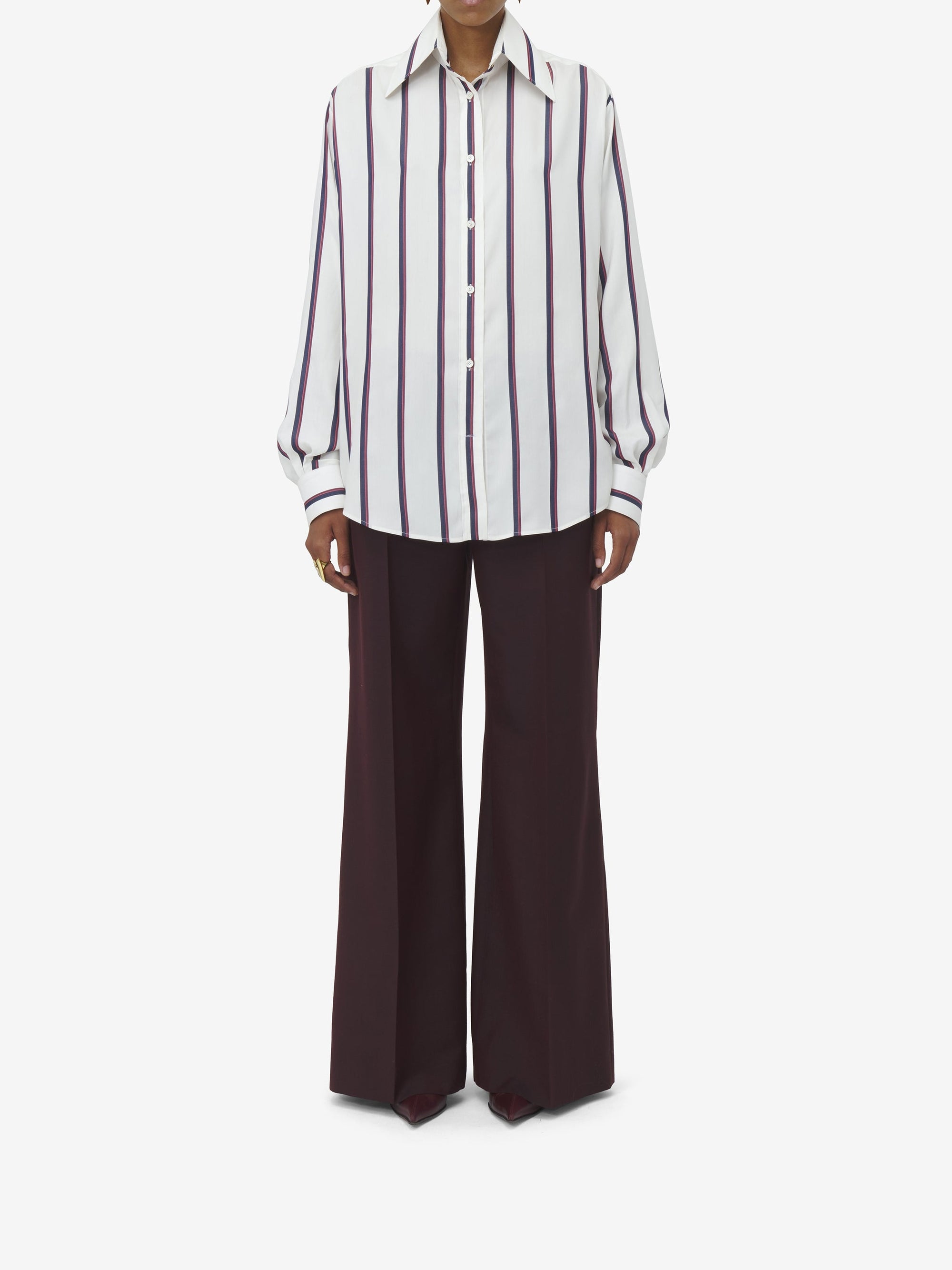 Chemise à imprimé en soie - Ivory Navy Burgundy