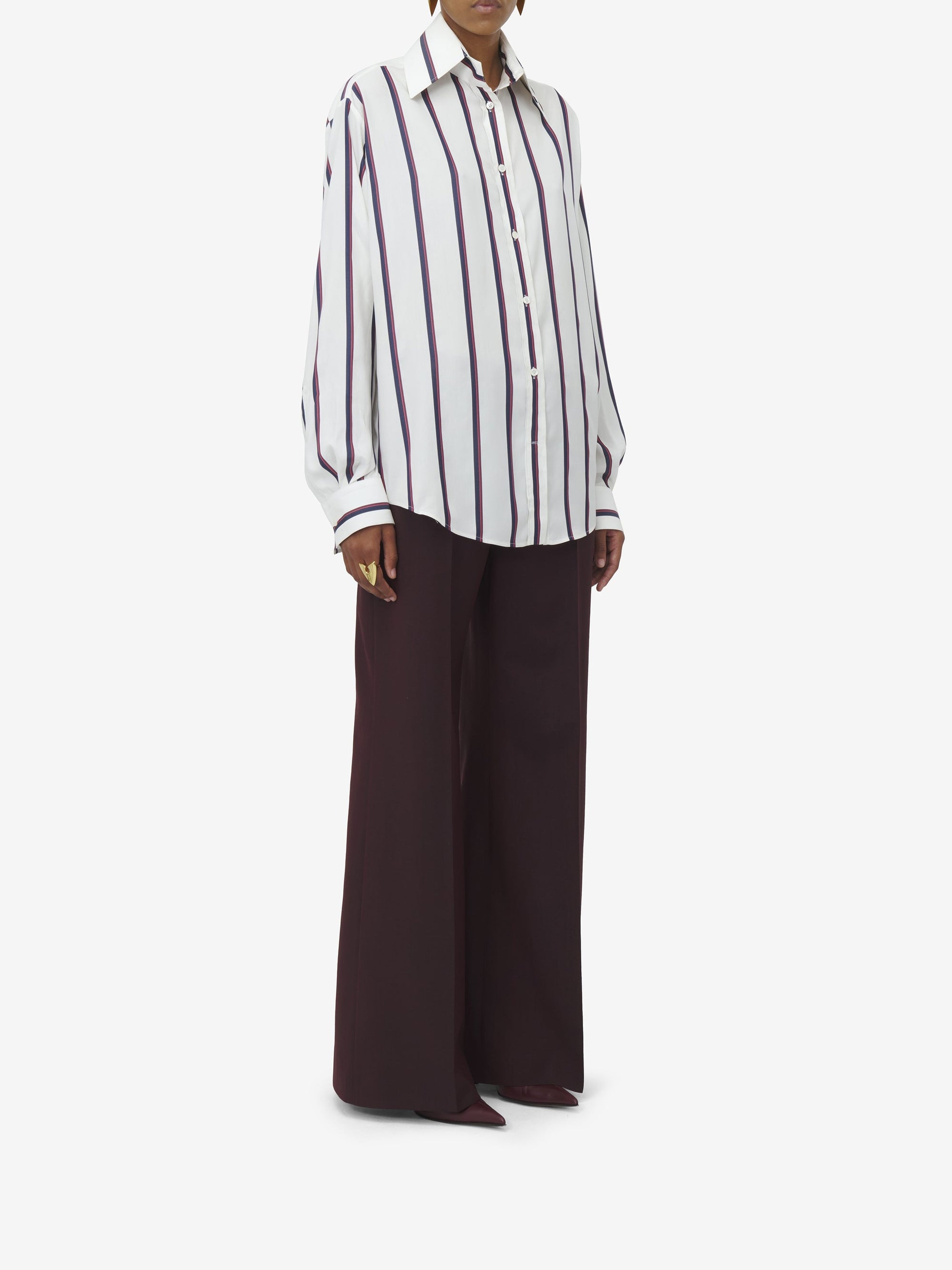 Chemise à imprimé en soie - Ivory Navy Burgundy