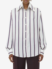 Chemise à imprimé en soie - Ivory Navy Burgundy