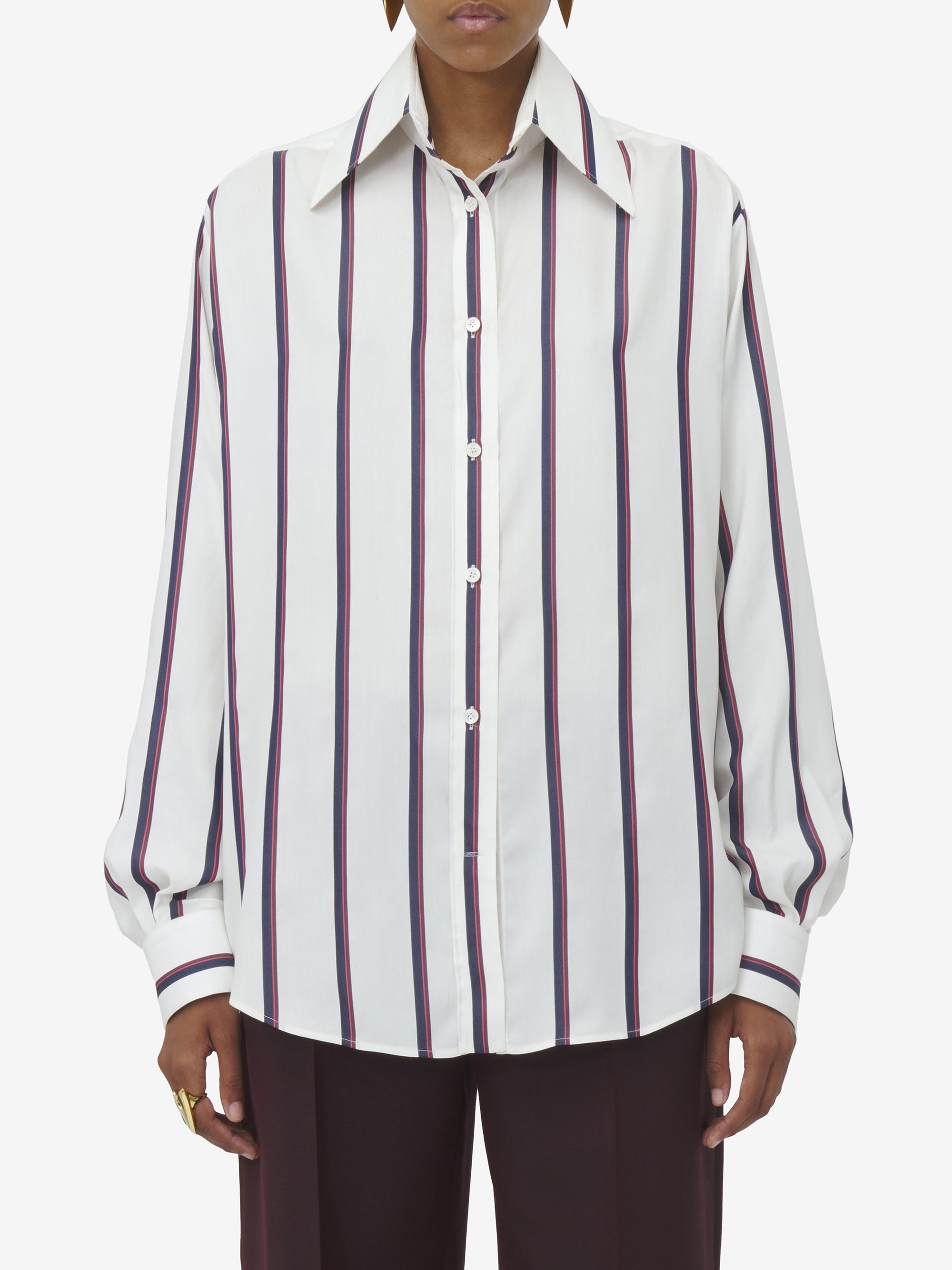 Chemise à imprimé en soie - Ivory Navy Burgundy
