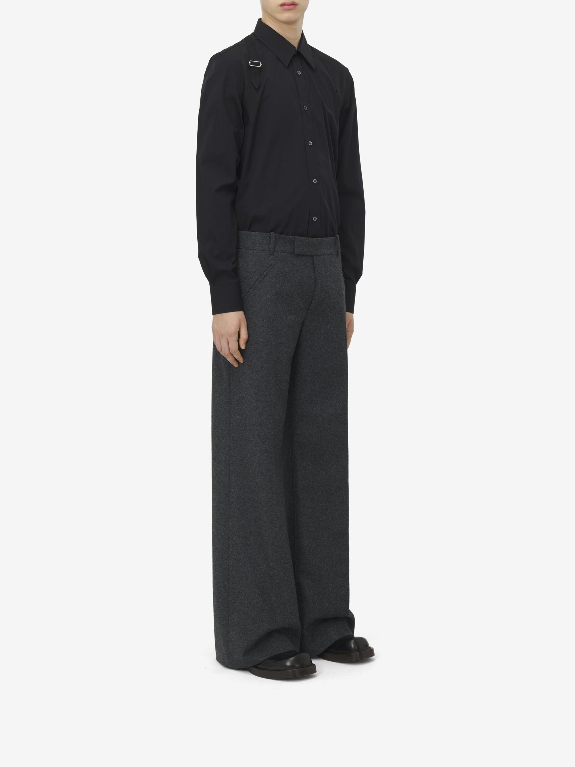 Pantalon avec poches en laine - Charcoal
