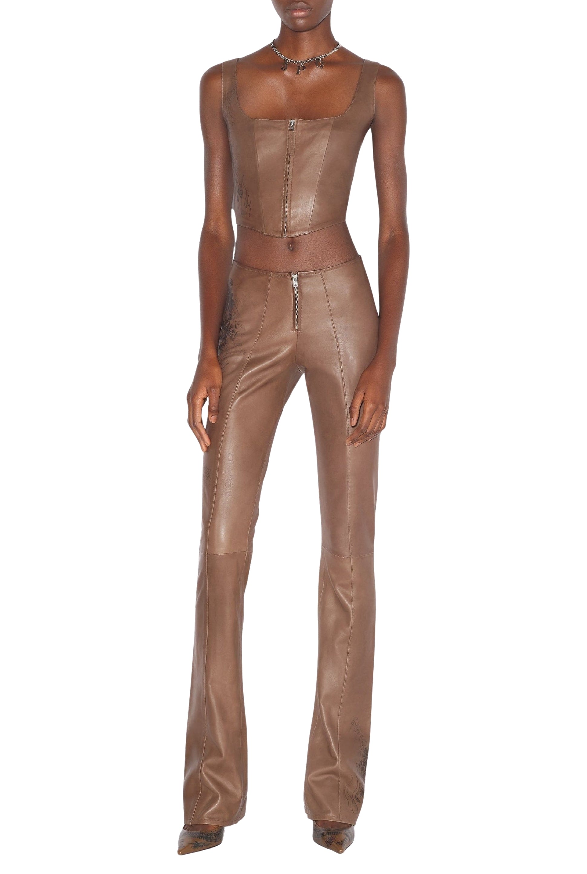Pantalon Tattoo imprimé en cuir - Ebene & Black