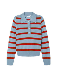 Memphis long sleeve wool polo shirt - Pacific Stripe