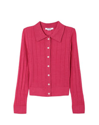 Caroline ribbed wool cardigan - Raspberry