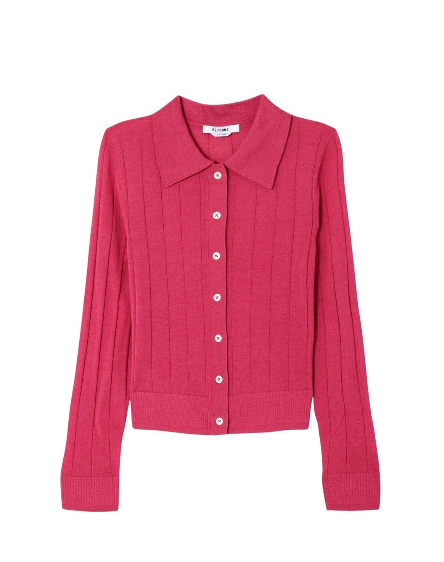 Caroline ribbed wool cardigan - Raspberry