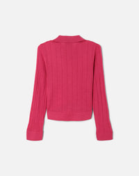 Caroline ribbed wool cardigan - Raspberry