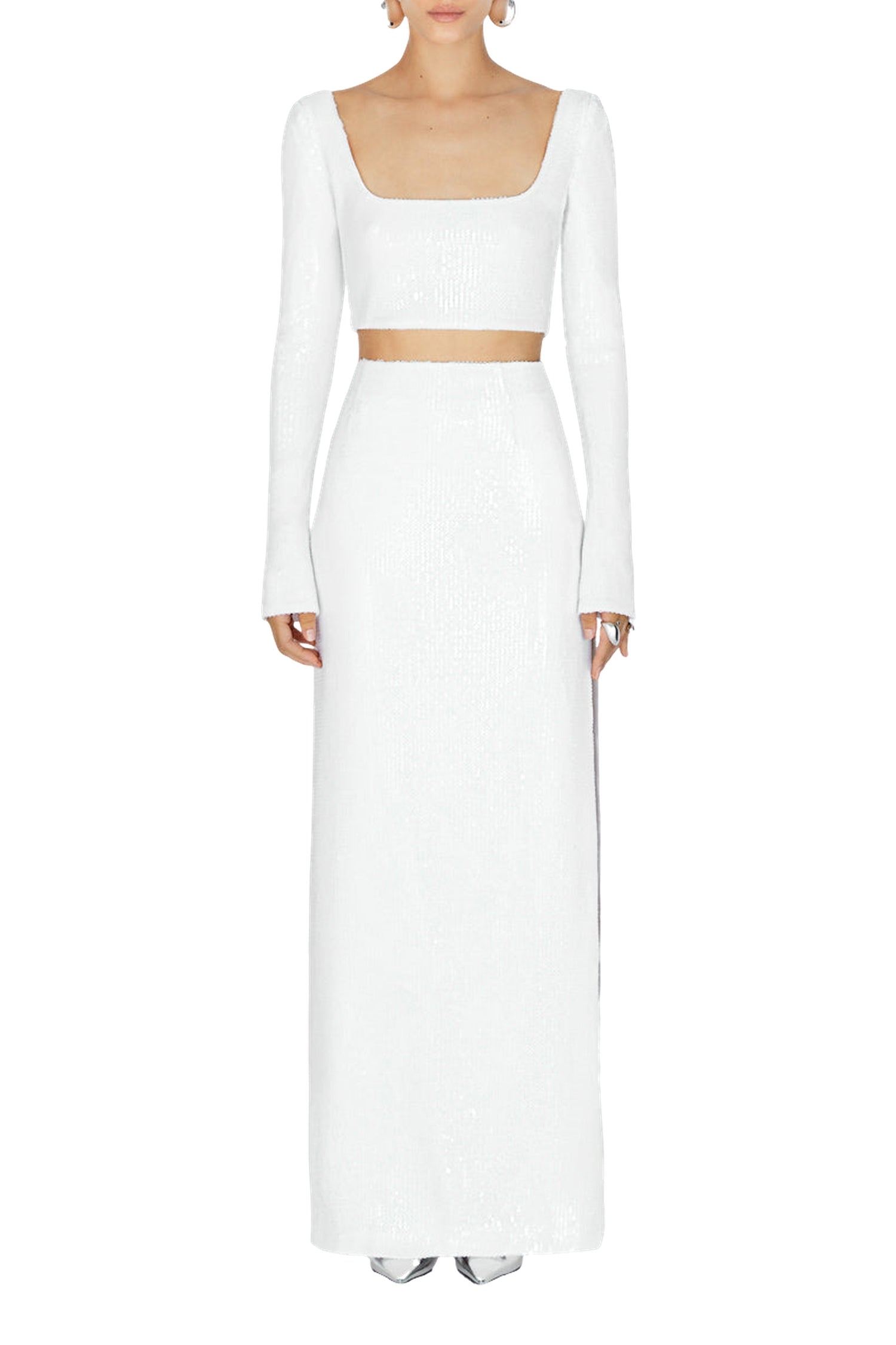 Top Bridal Beating Heart à manches longues - White