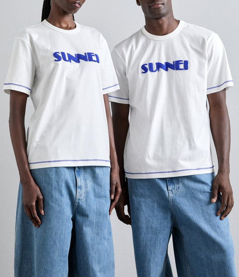 Classic logo T-shirt - Off White & Electric Blue