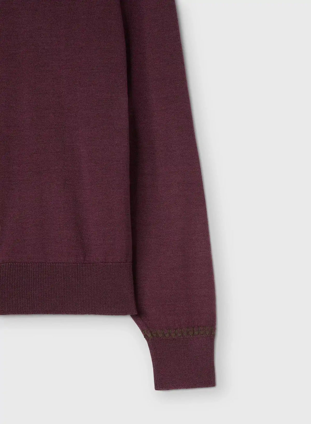 AMARANTH AND GREEN CUFF MICRO CHECK DETAIL CREWNECK
