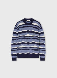 NAVY JACQUARD KNIT CREWNECK