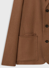 CAMEL AND AMARANTO BICOLOR DOUBLE JACKET WITH EMBROIDERED DETAIL