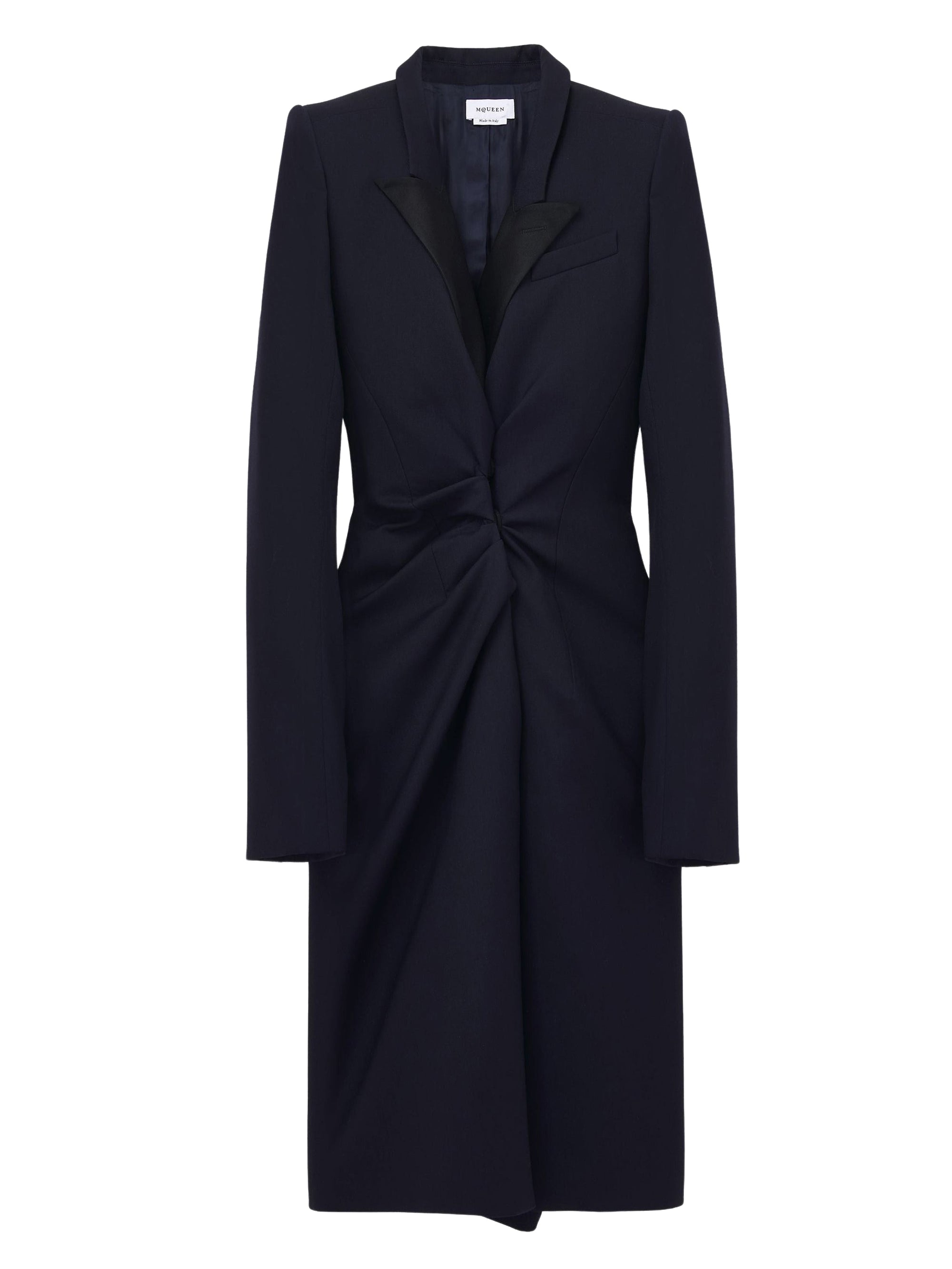 Manteau froncé en laine - Navy