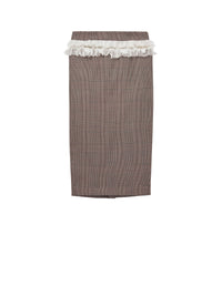 Jupe crayon fendue en laine - Ivory Black Tobacco