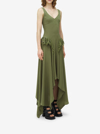 Robe à volants en soie - Khaki