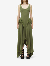 Robe à volants en soie - Khaki