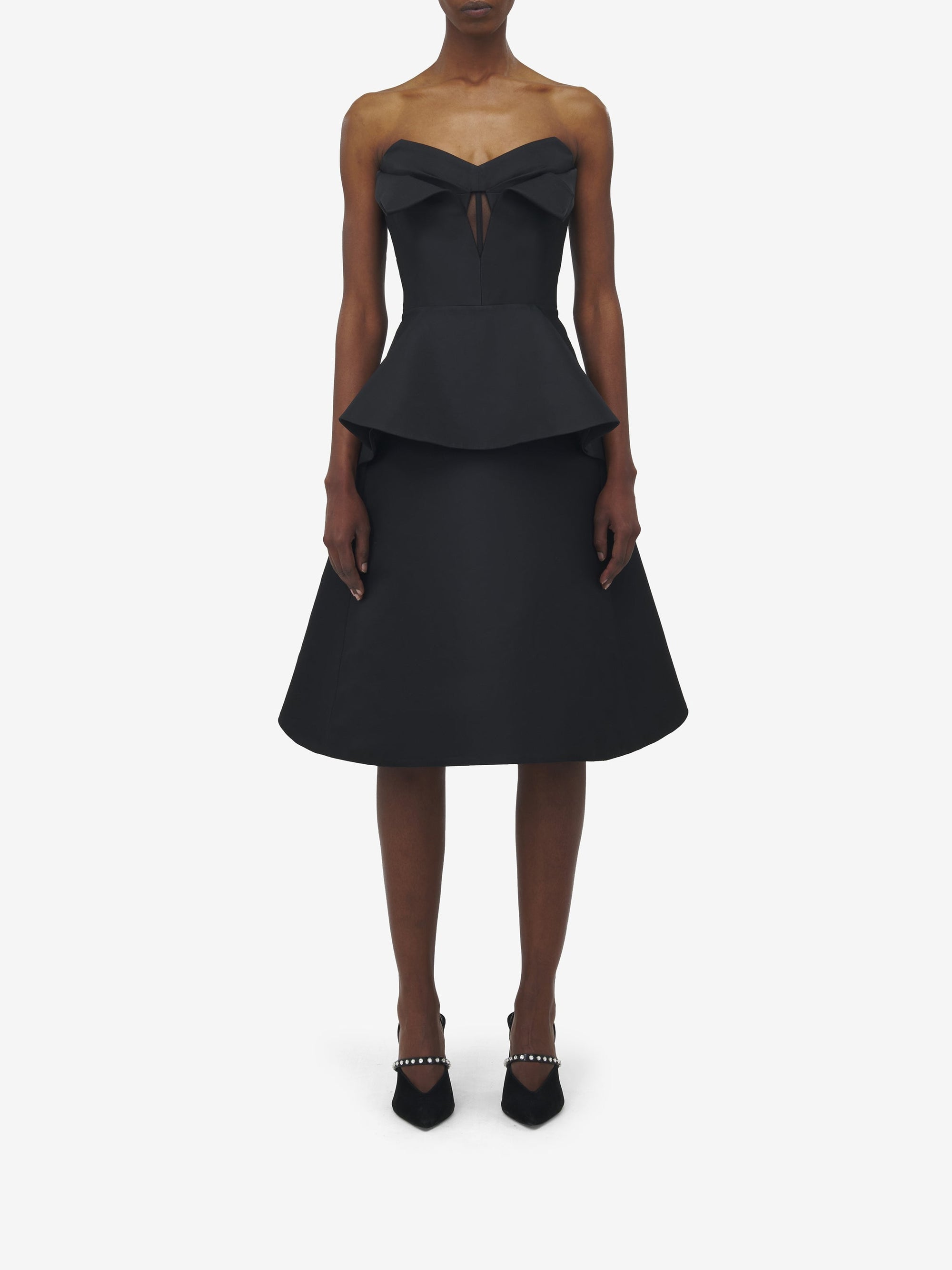 Jupe midi en soie mélangée - Black