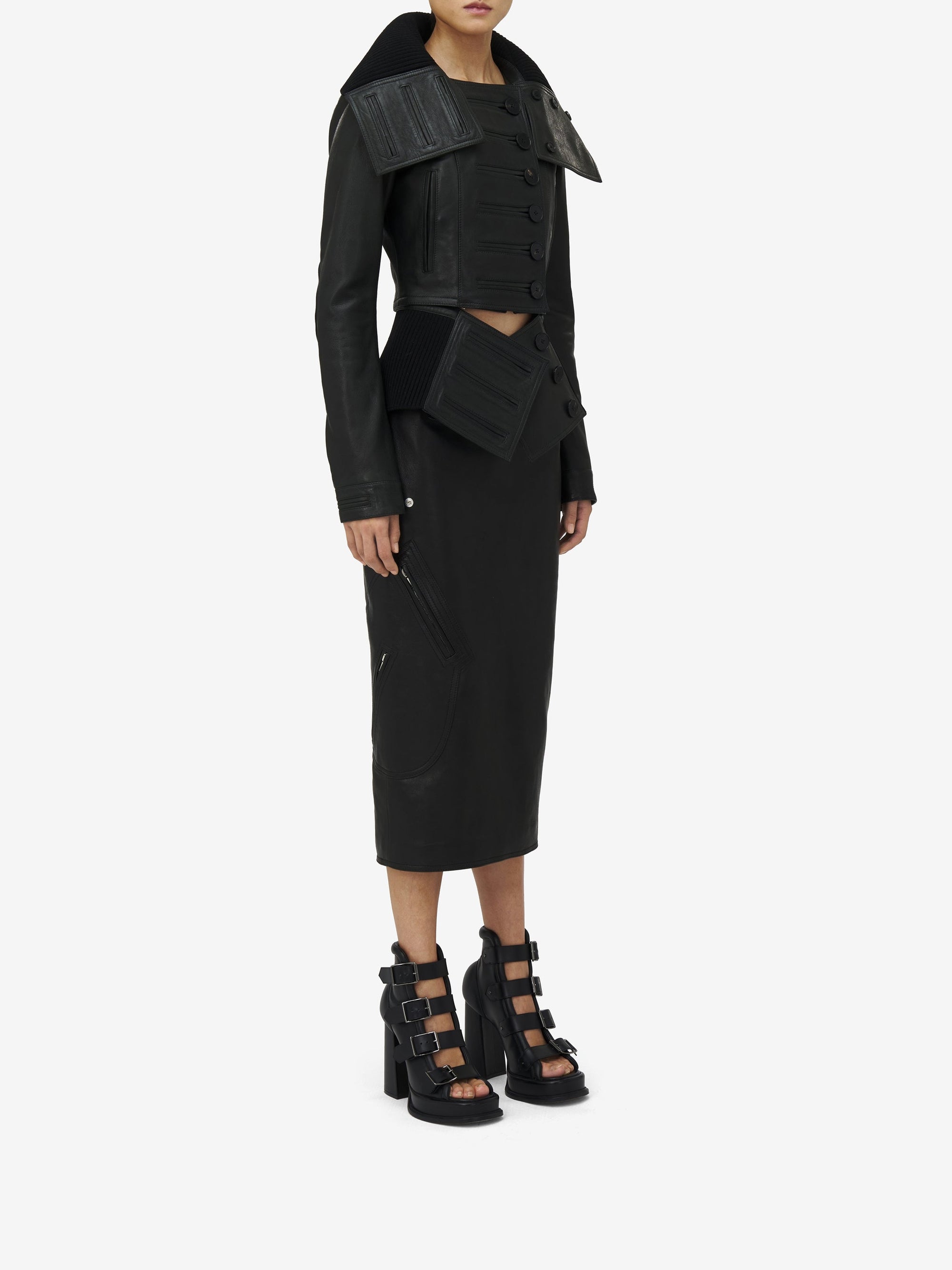 Jupe crayon en cuir - Black