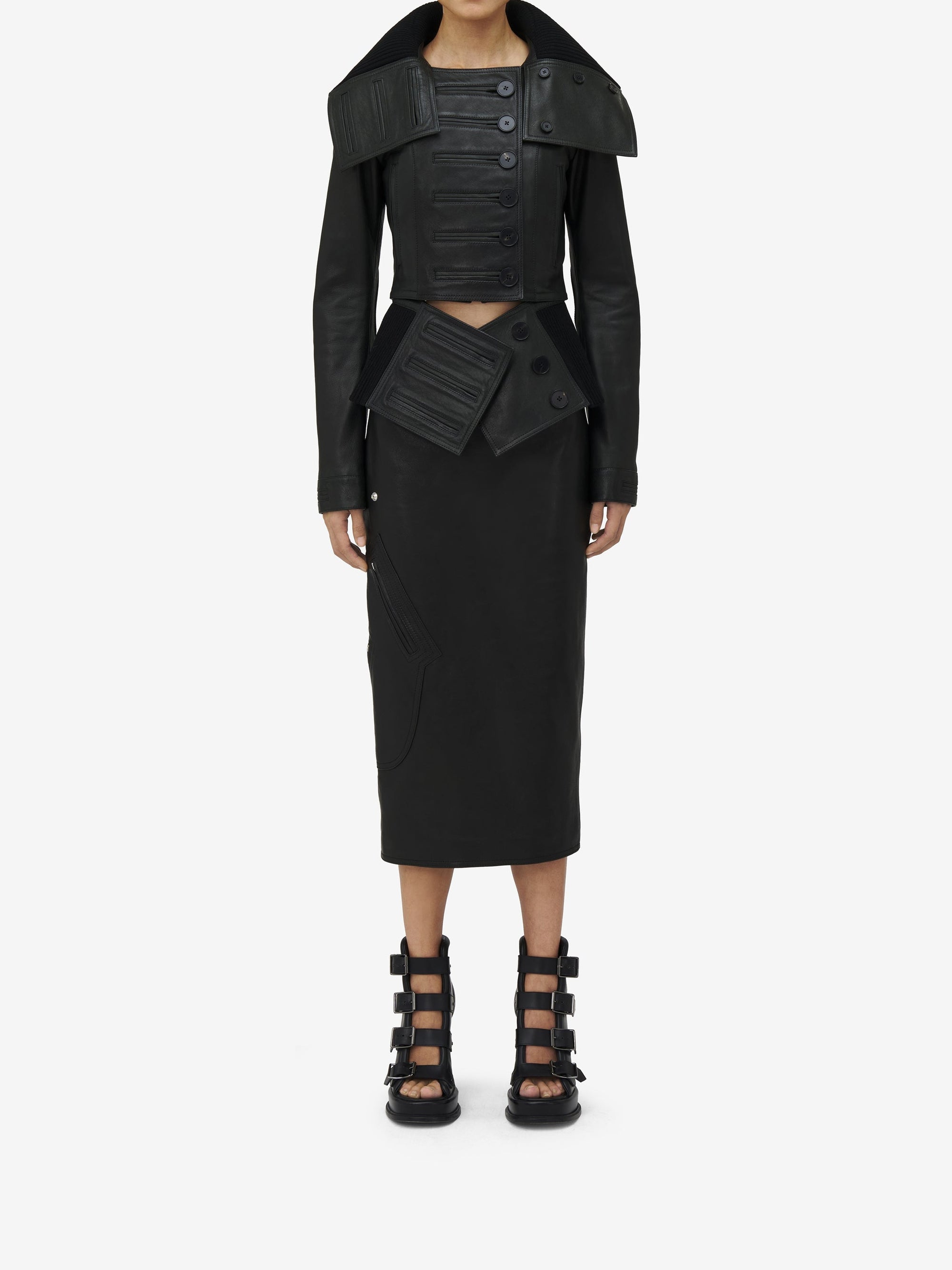 Jupe crayon en cuir - Black