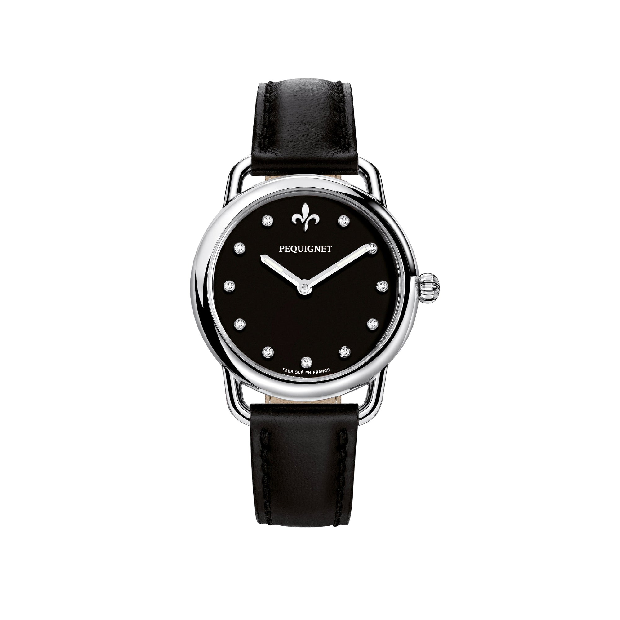 Equus steel watch set with diamonds 30 mm - Black