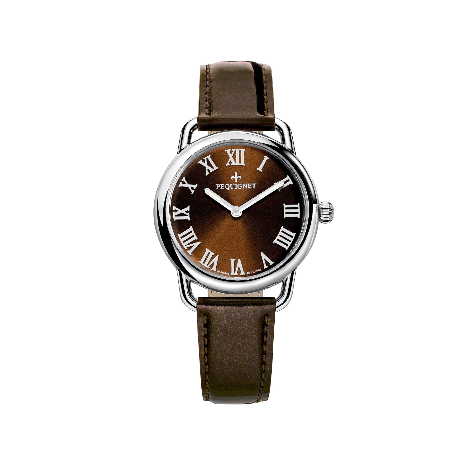 Montre Equus en acier chiffres romains 30 mm - Marron