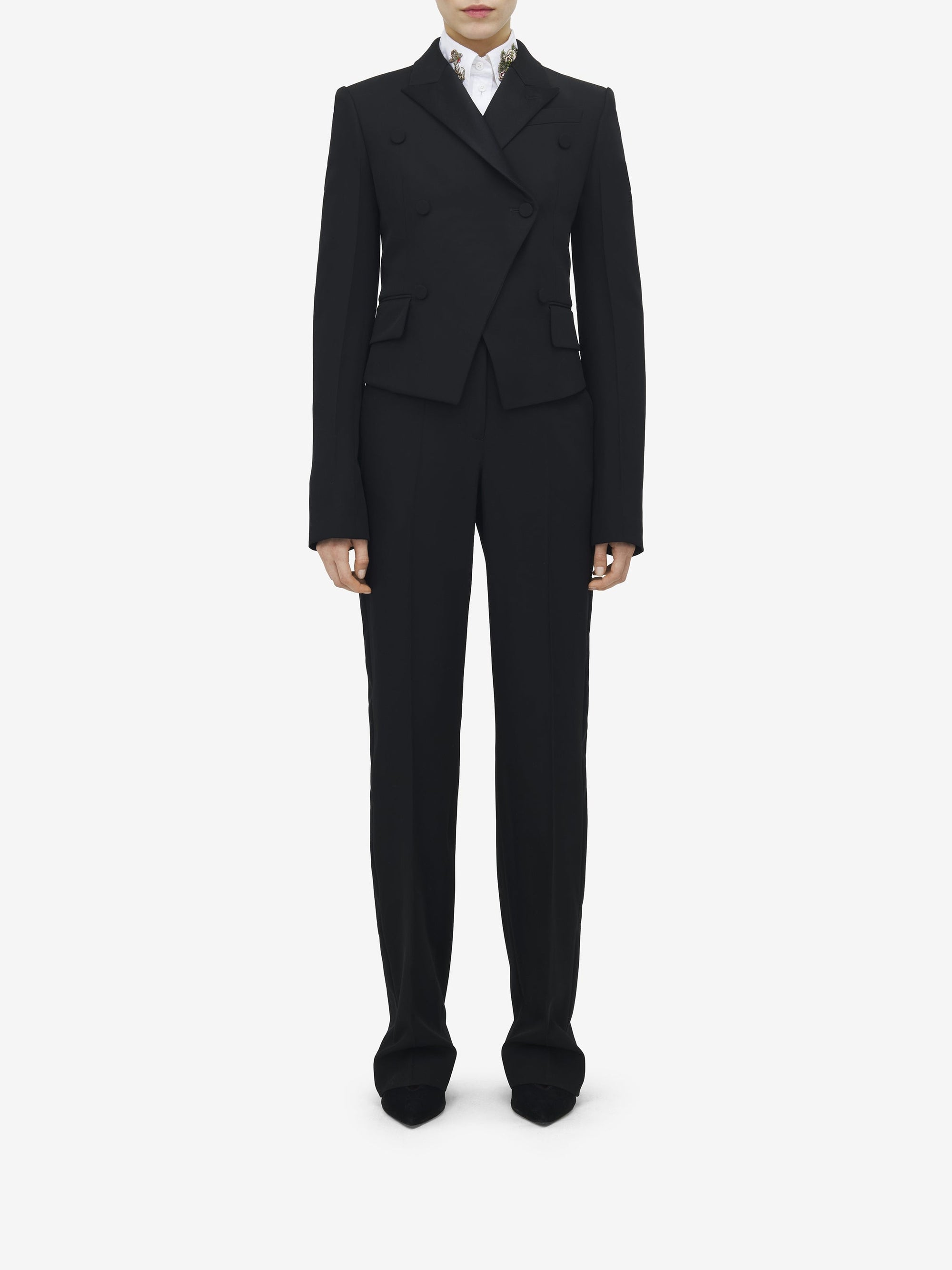 Blazer à double boutonnage en laine - Black