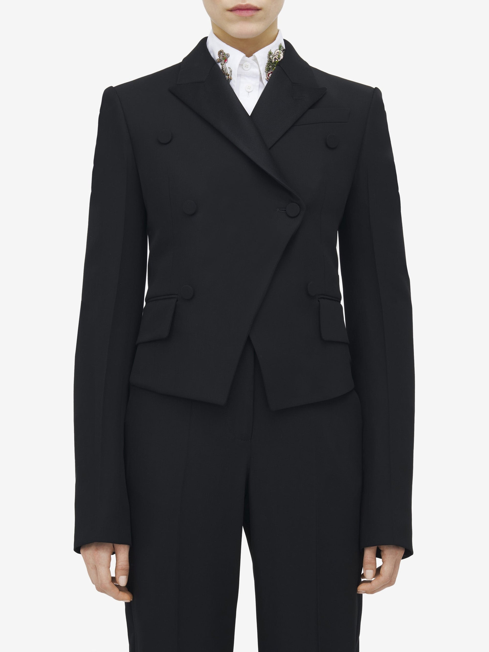 Blazer à double boutonnage en laine - Black