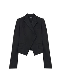 Blazer à double boutonnage en laine - Black
