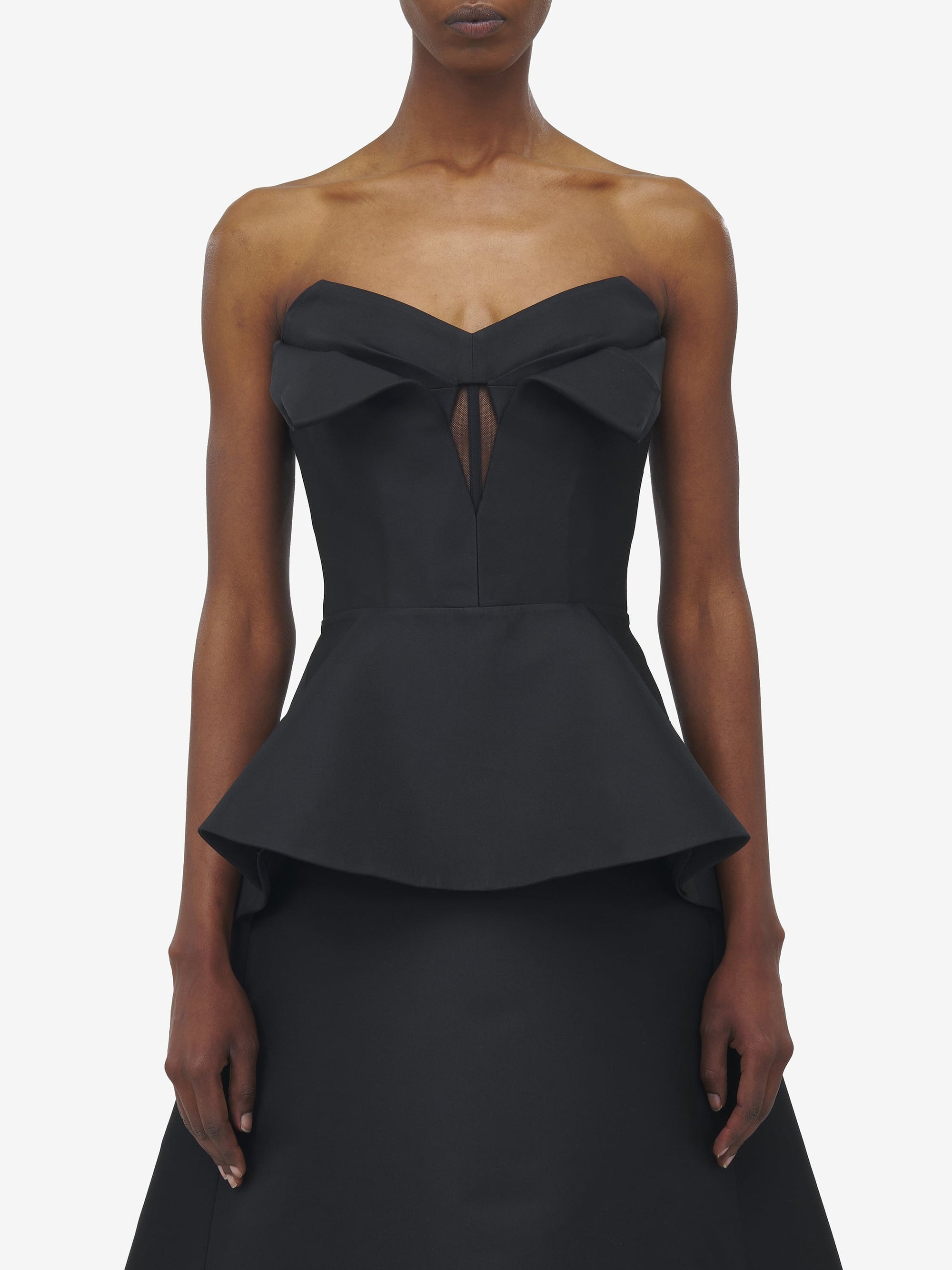 Top bustier en soie mélangée - Black