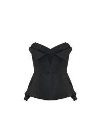 Top bustier en soie mélangée - Black