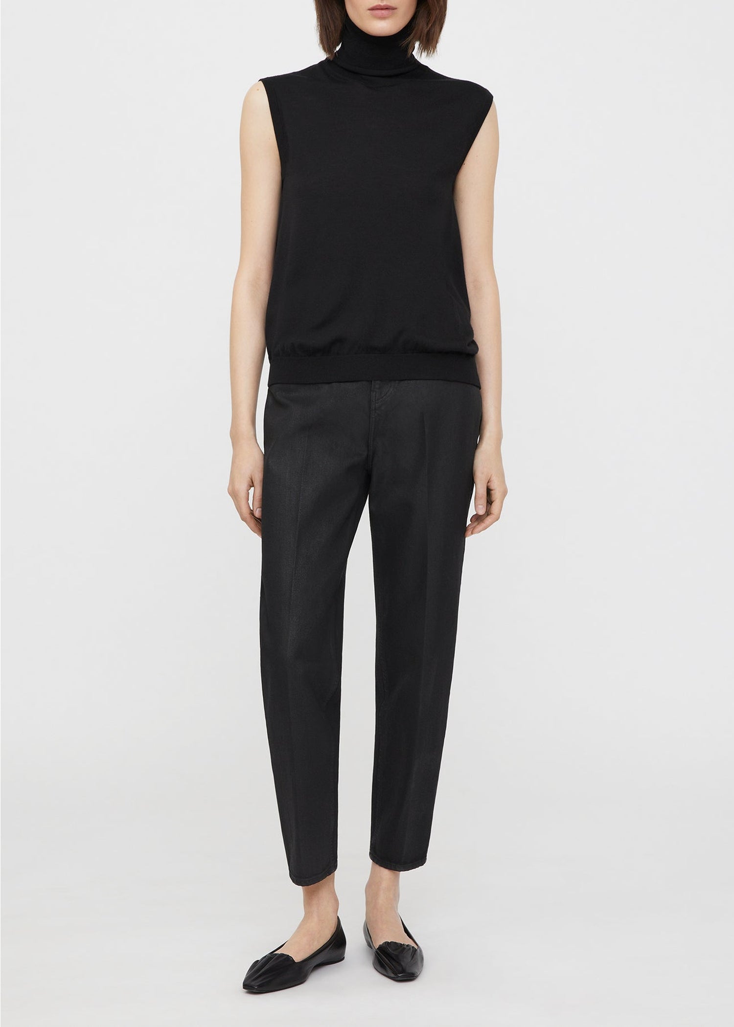 Pull à col roulé sans manches en laine - Black