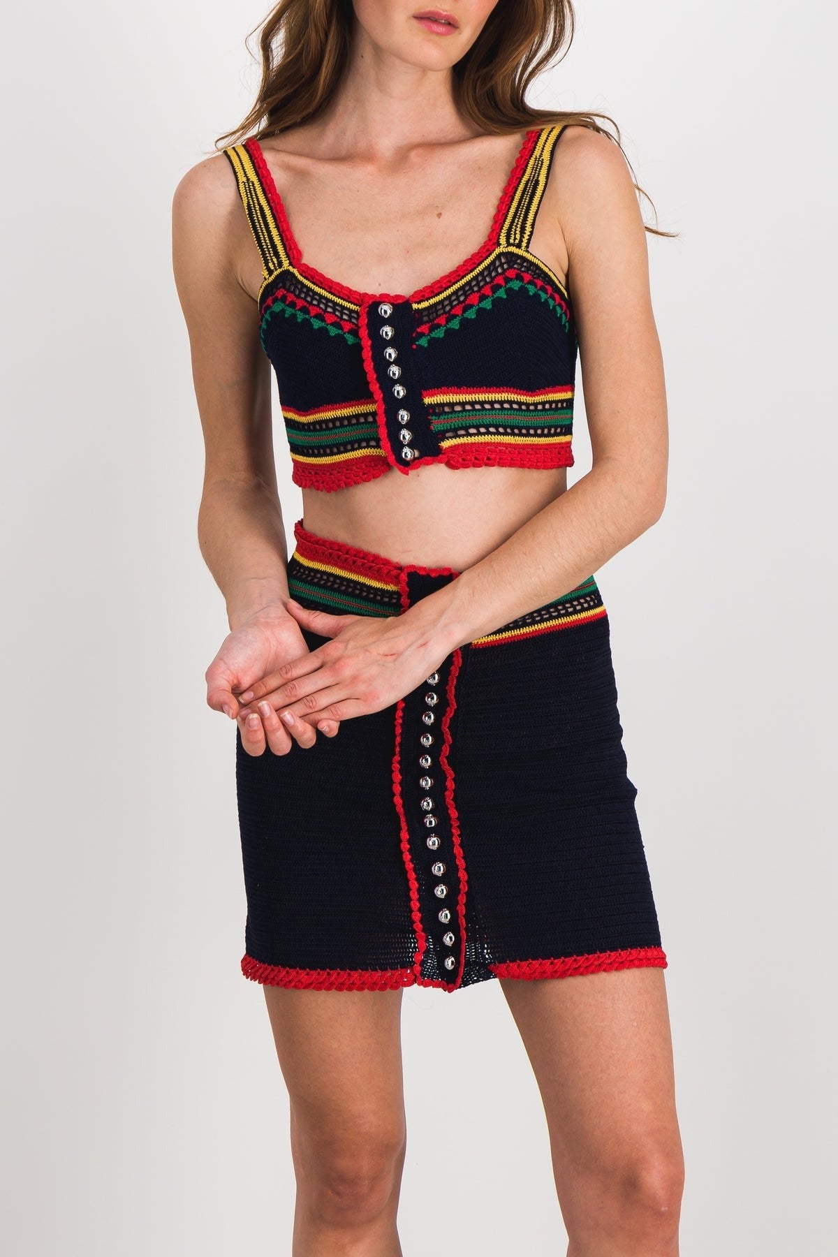 Jupe courte à crochet - Navy