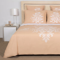 Lotus Flower cotton duvet cover - Sandstone & Milk