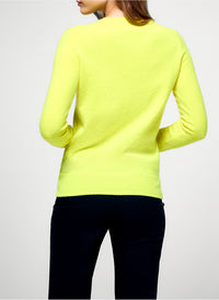 Pull à col rond en cachemire - Jaune Fluo