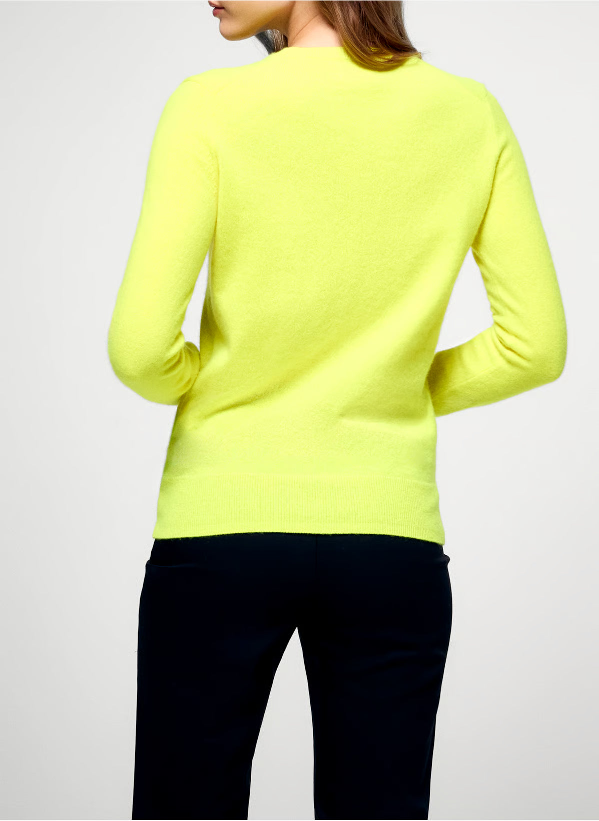 Pull à col rond en cachemire - Jaune Fluo