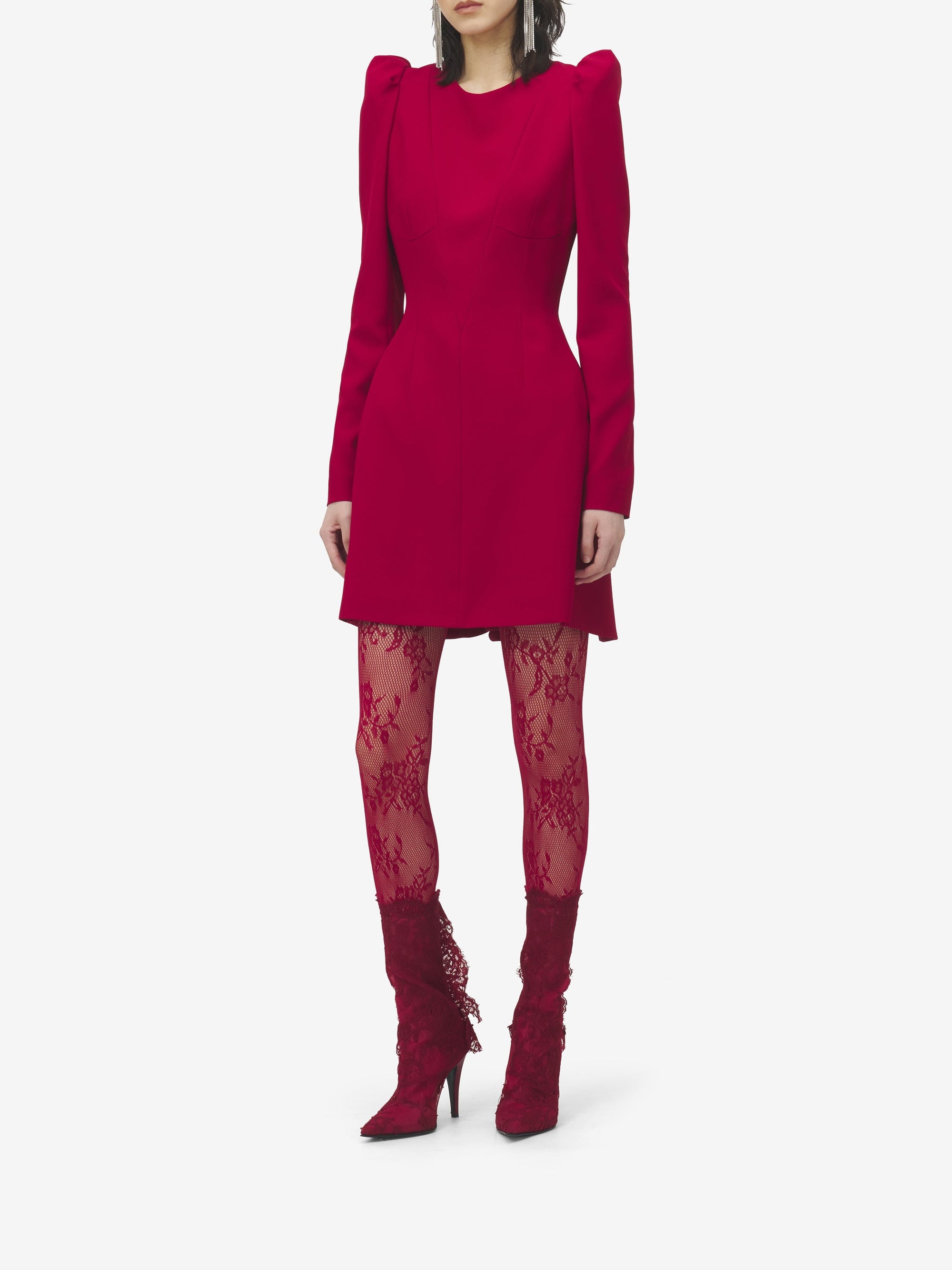 Robe courte à manches longues - Crimson