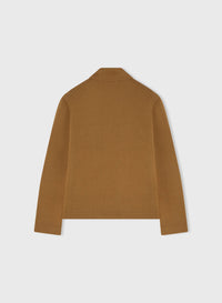CAMEL AND NATURAL BICOLOR REVERSIBLE ZIP FRONT OUTERWEAR WITH SHIRT COLLAR