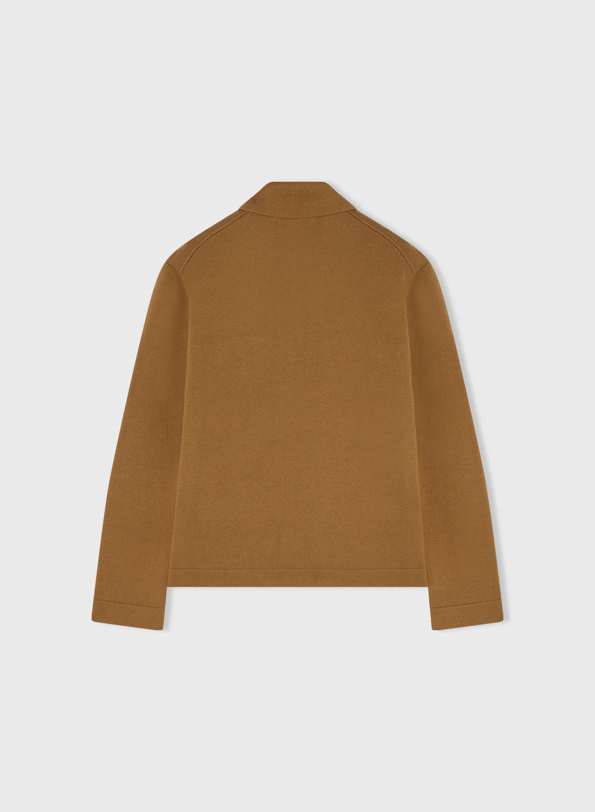 CAMEL AND NATURAL BICOLOR REVERSIBLE ZIP FRONT OUTERWEAR WITH SHIRT COLLAR
