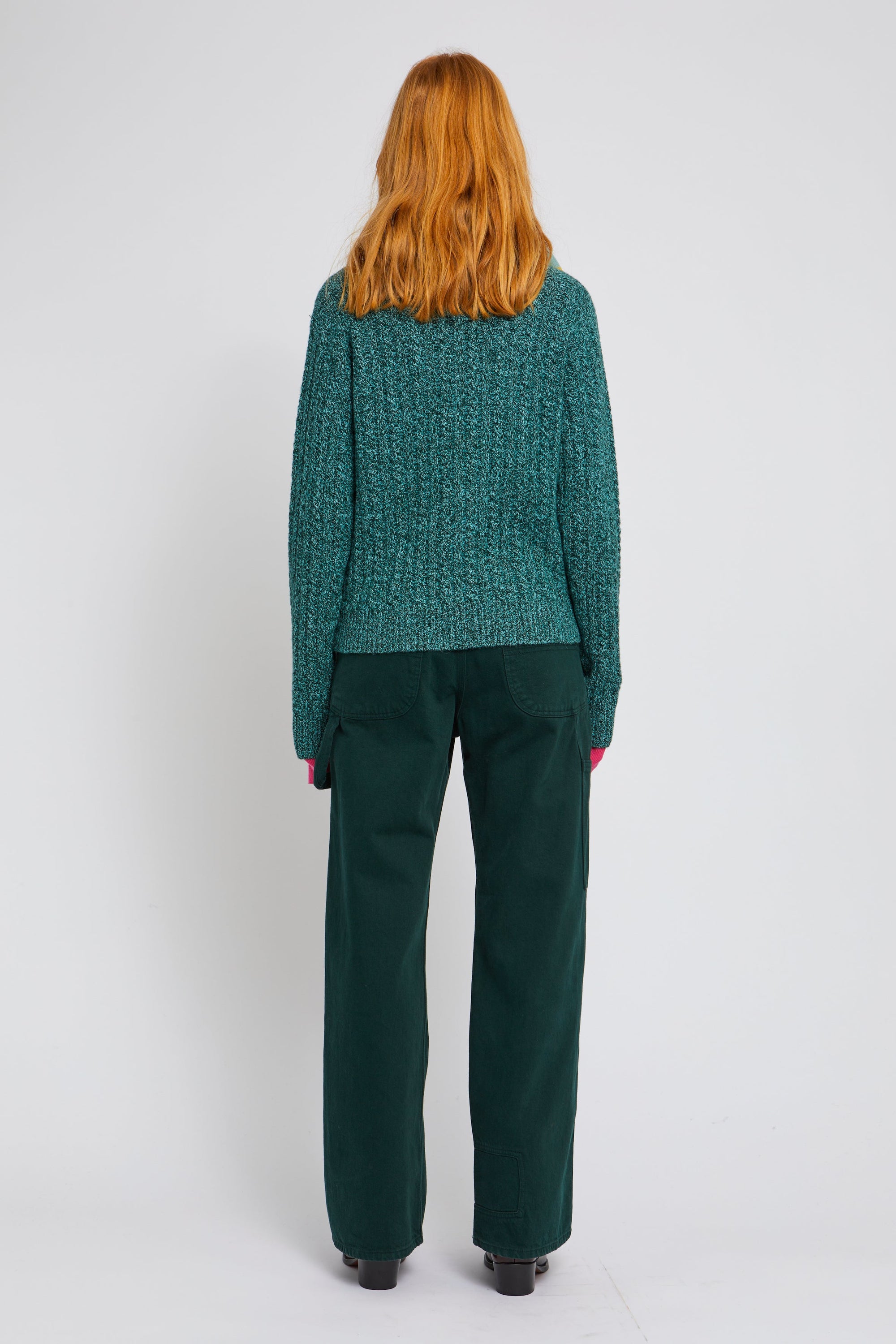 Pull Epinard à manches longues en laine - Blue