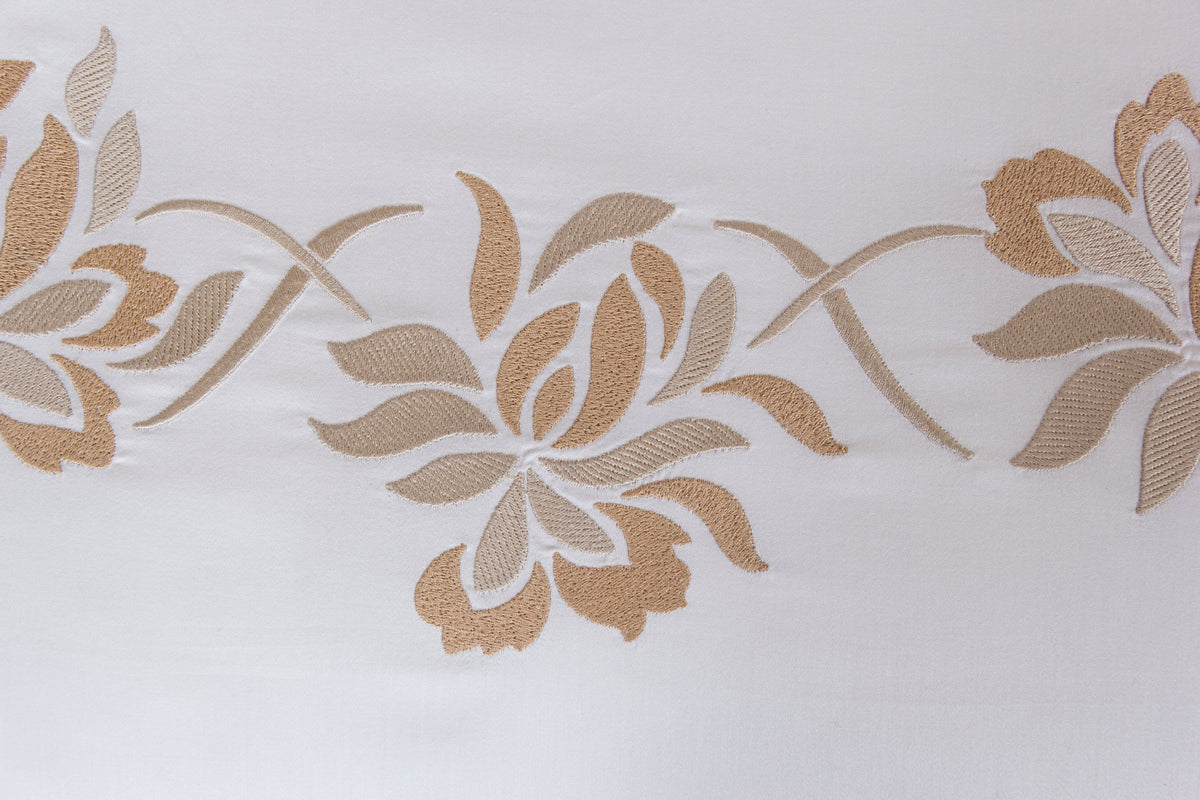 LOTUS FLOWER EMBROIDERY / DOUBLE KING PARURE HOUSSE DE COUETTE AVEC 2 TAIE D'OREILLER 50X80