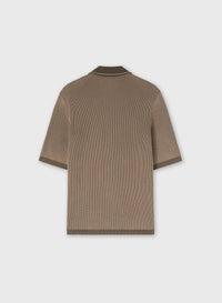 SAND AND OLIVE GREEN VANIS? KNIT SHORT SLEEVES SHIRT