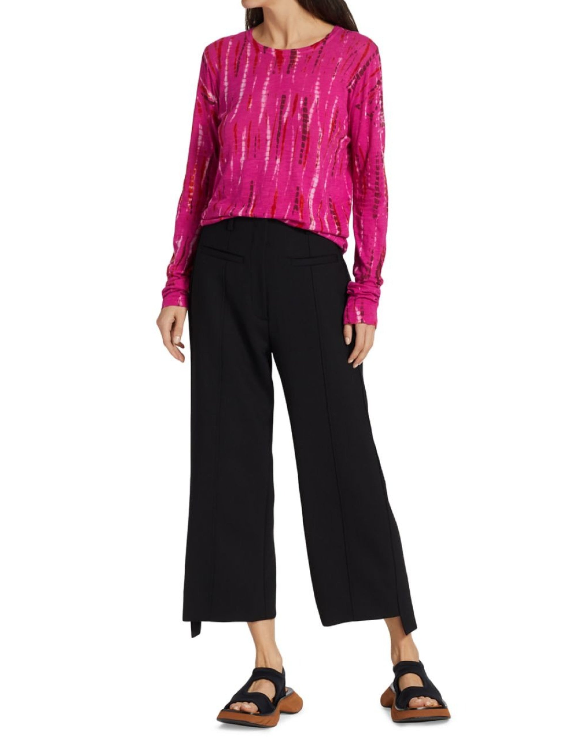 Long-sleeved tie & dye jumper - Fuschia Multicolor