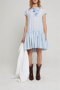 Robe Christo à col jabot - Blue