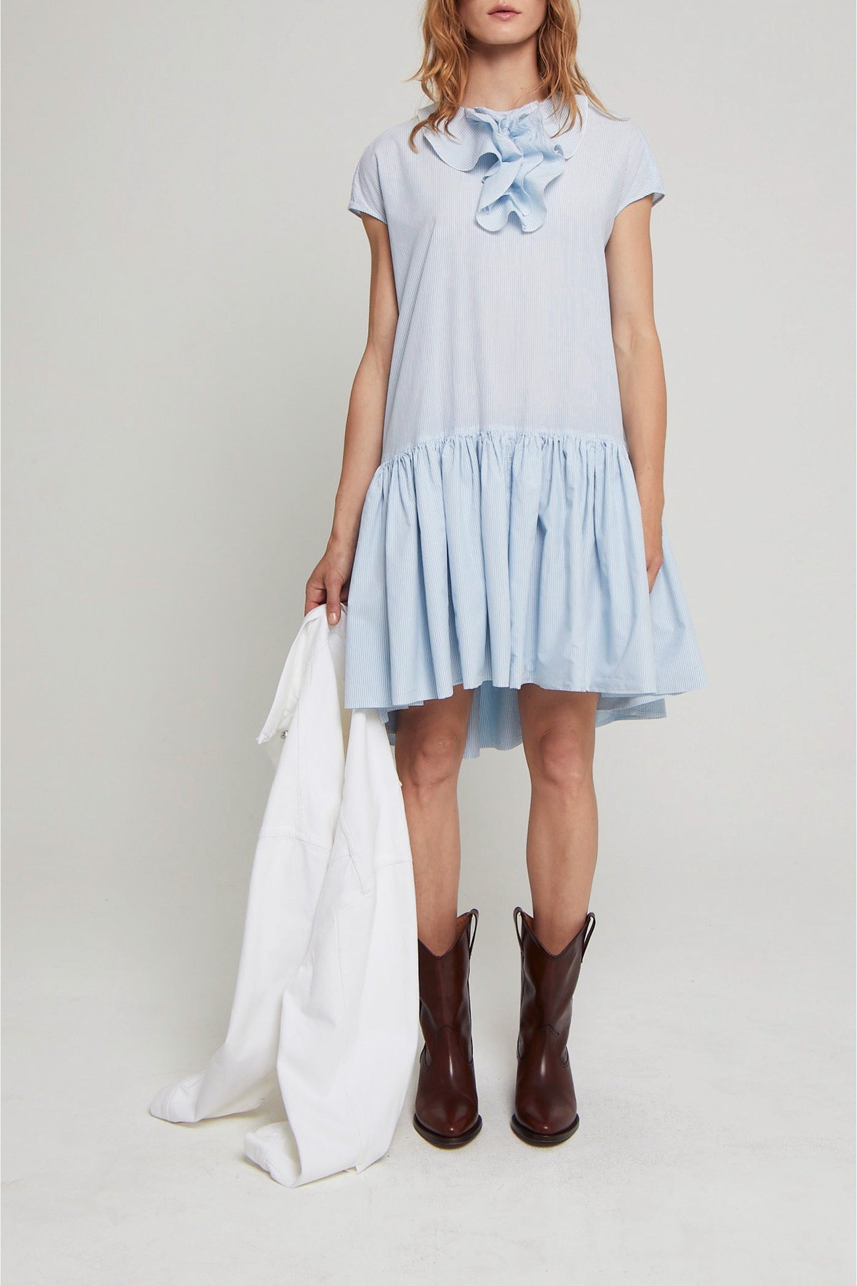 Robe Christo à col jabot - Blue