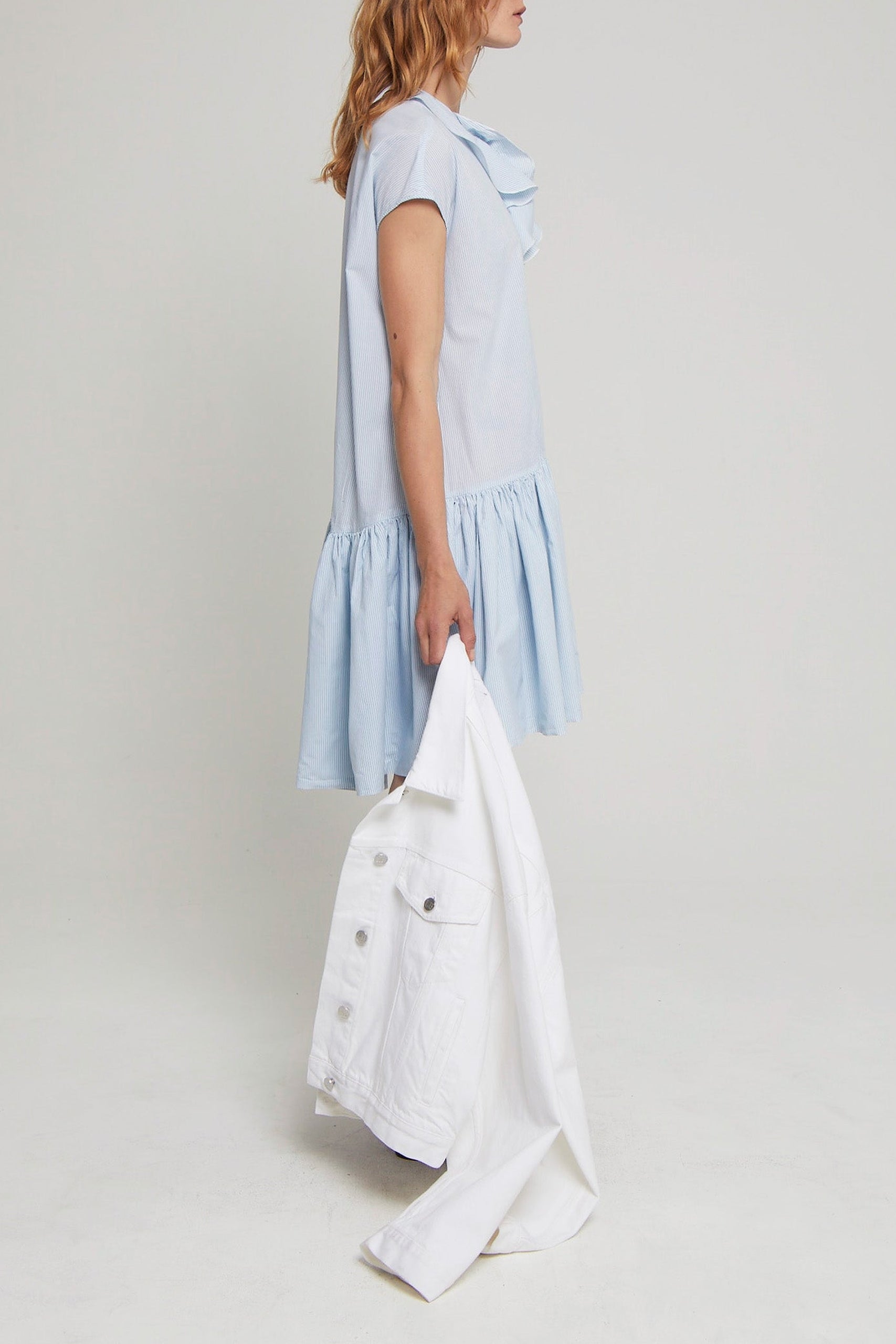 Robe Christo à col jabot - Blue