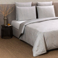 Duvet cover set 4 pcs Lunar in cotton - Heather Grey & Beige