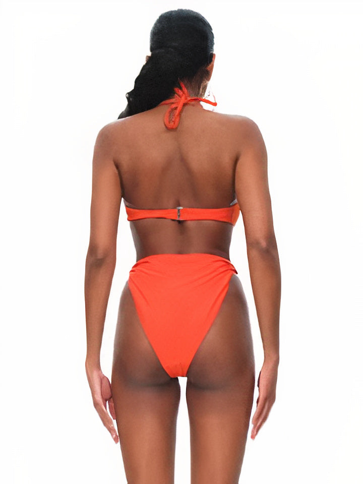 Gada Ruched Bikini Top - Lava
