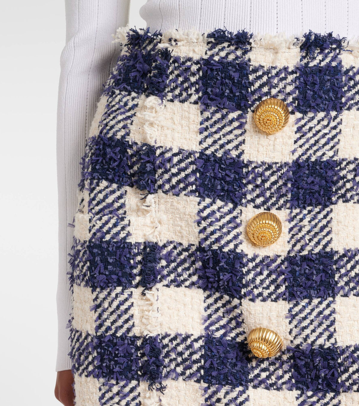 Jupe courte en tweed - Marine & Blanc
